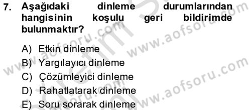 Kişisel Satış Teknikleri Dersi 2014 - 2015 Yılı Tek Ders Sınav Soruları 7. Soru