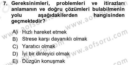 Kişisel Satış Teknikleri Dersi 2015 - 2016 Yılı (Vize) Ara Sınav Soruları 7. Soru