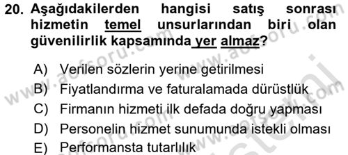 Kişisel Satış Teknikleri Dersi 2015 - 2016 Yılı (Final) Dönem Sonu Sınav Soruları 20. Soru