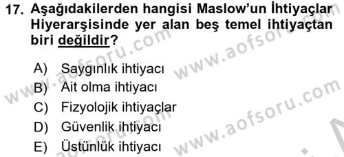 Kişisel Satış Teknikleri Dersi 2016 - 2017 Yılı (Vize) Ara Sınav Soruları 17. Soru