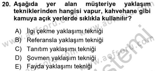 Kişisel Satış Teknikleri Dersi 2016 - 2017 Yılı (Vize) Ara Sınav Soruları 20. Soru