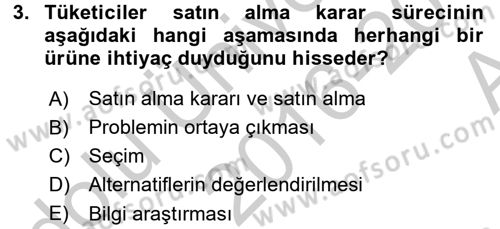 Kişisel Satış Teknikleri Dersi 2016 - 2017 Yılı (Vize) Ara Sınav Soruları 3. Soru