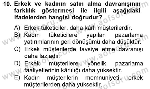 Perakendeciliğe Giriş Dersi 2012 - 2013 Yılı (Vize) Ara Sınav Soruları 10. Soru