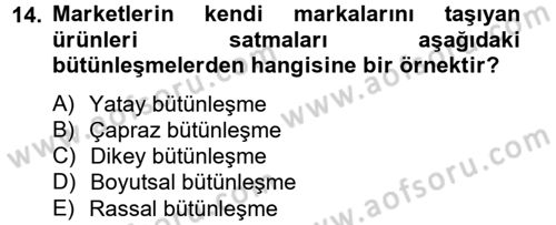 Perakendeciliğe Giriş Dersi 2012 - 2013 Yılı (Vize) Ara Sınav Soruları 14. Soru