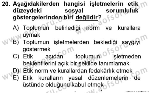 Perakendeciliğe Giriş Dersi 2012 - 2013 Yılı (Vize) Ara Sınav Soruları 20. Soru