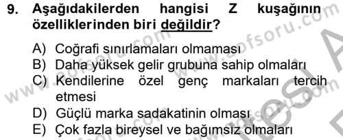 Perakendeciliğe Giriş Dersi 2012 - 2013 Yılı (Vize) Ara Sınav Soruları 9. Soru