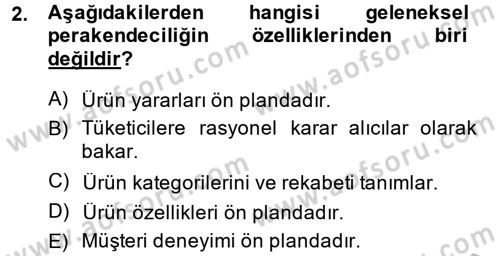 Perakendeciliğe Giriş Dersi 2013 - 2014 Yılı (Vize) Ara Sınav Soruları 2. Soru
