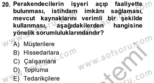 Perakendeciliğe Giriş Dersi 2013 - 2014 Yılı (Vize) Ara Sınav Soruları 20. Soru