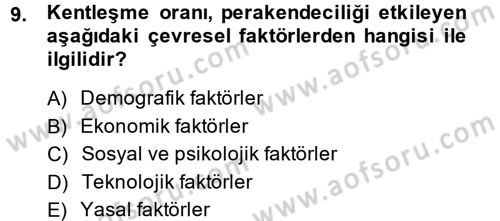 Perakendeciliğe Giriş Dersi 2013 - 2014 Yılı (Vize) Ara Sınav Soruları 9. Soru