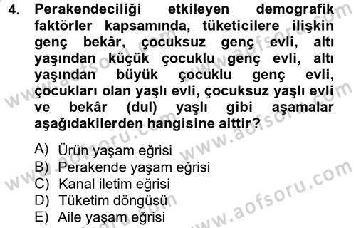 Perakendeciliğe Giriş Dersi 2013 - 2014 Yılı Tek Ders Sınav Soruları 4. Soru