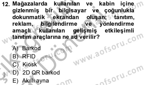 Perakendeciliğe Giriş Dersi 2014 - 2015 Yılı (Vize) Ara Sınav Soruları 12. Soru