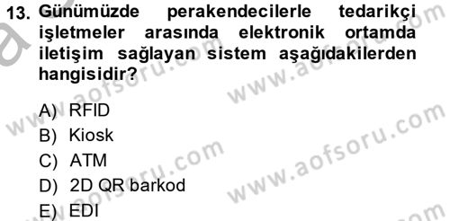 Perakendeciliğe Giriş Dersi 2014 - 2015 Yılı (Vize) Ara Sınav Soruları 13. Soru