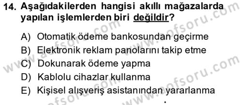 Perakendeciliğe Giriş Dersi 2014 - 2015 Yılı (Vize) Ara Sınav Soruları 14. Soru