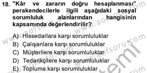 Perakendeciliğe Giriş Dersi 2014 - 2015 Yılı (Vize) Ara Sınav Soruları 18. Soru