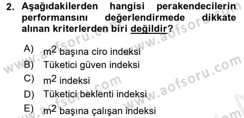 Perakendeciliğe Giriş Dersi 2015 - 2016 Yılı (Vize) Ara Sınav Soruları 2. Soru