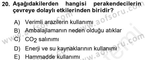 Perakendeciliğe Giriş Dersi 2015 - 2016 Yılı (Vize) Ara Sınav Soruları 20. Soru