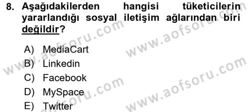 Perakendeciliğe Giriş Dersi 2015 - 2016 Yılı (Vize) Ara Sınav Soruları 8. Soru