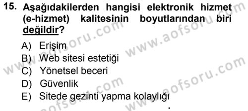 Perakendecilikte Müşteri İlişkileri Yönetimi Dersi 2012 - 2013 Yılı (Vize) Ara Sınav Soruları 15. Soru