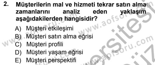 Perakendecilikte Müşteri İlişkileri Yönetimi Dersi 2012 - 2013 Yılı (Vize) Ara Sınav Soruları 2. Soru