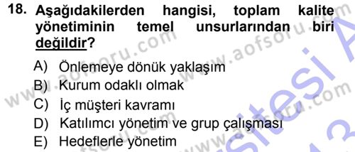 Perakendecilikte Müşteri İlişkileri Yönetimi Dersi 2012 - 2013 Yılı (Final) Dönem Sonu Sınav Soruları 18. Soru