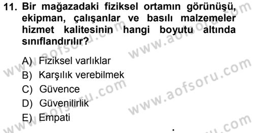 Perakendecilikte Müşteri İlişkileri Yönetimi Dersi Ara Sınavı Deneme Sınav Soruları 11. Soru