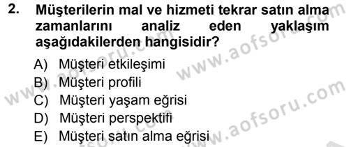 Perakendecilikte Müşteri İlişkileri Yönetimi Dersi 2013 - 2014 Yılı Tek Ders Sınav Soruları 2. Soru