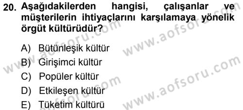 Perakendecilikte Müşteri İlişkileri Yönetimi Dersi 2013 - 2014 Yılı Tek Ders Sınav Soruları 20. Soru