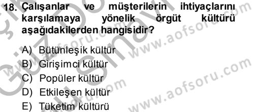 Perakendecilikte Müşteri İlişkileri Yönetimi Dersi 2014 - 2015 Yılı (Final) Dönem Sonu Sınav Soruları 18. Soru