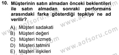 Perakendecilikte Müşteri İlişkileri Yönetimi Dersi 2014 - 2015 Yılı Tek Ders Sınav Soruları 10. Soru