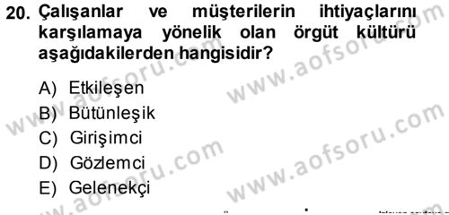 Perakendecilikte Müşteri İlişkileri Yönetimi Dersi 2014 - 2015 Yılı Tek Ders Sınav Soruları 20. Soru