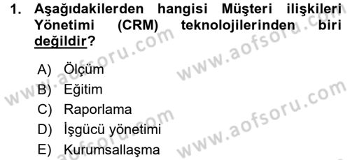Perakendecilikte Müşteri İlişkileri Yönetimi Dersi 2015 - 2016 Yılı (Vize) Ara Sınav Soruları 1. Soru