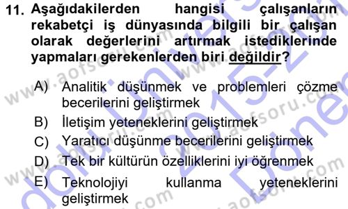 Perakendecilikte Müşteri İlişkileri Yönetimi Dersi 2015 - 2016 Yılı (Final) Dönem Sonu Sınav Soruları 11. Soru