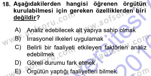 Perakendecilikte Müşteri İlişkileri Yönetimi Dersi 2015 - 2016 Yılı (Final) Dönem Sonu Sınav Soruları 18. Soru