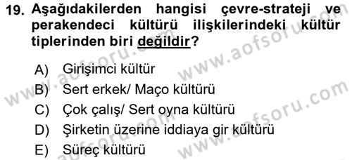 Perakendecilikte Müşteri İlişkileri Yönetimi Dersi 2015 - 2016 Yılı (Final) Dönem Sonu Sınav Soruları 19. Soru