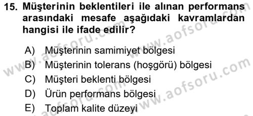 Perakendecilikte Müşteri İlişkileri Yönetimi Dersi 2016 - 2017 Yılı 3 Ders Sınav Soruları 15. Soru