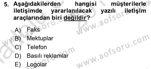 Perakendecilikte Müşteri İlişkileri Yönetimi Dersi Ara Sınavı Deneme Sınav Soruları 5. Soru