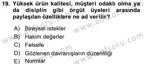 Perakendecilikte Müşteri İlişkileri Yönetimi Dersi 2016 - 2017 Yılı (Final) Dönem Sonu Sınav Soruları 19. Soru
