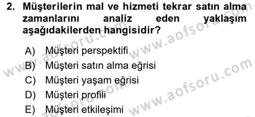 Perakendecilikte Müşteri İlişkileri Yönetimi Dersi 2016 - 2017 Yılı (Final) Dönem Sonu Sınav Soruları 2. Soru