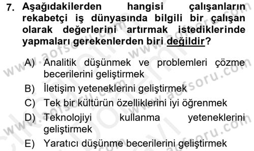 Perakendecilikte Müşteri İlişkileri Yönetimi Dersi 2016 - 2017 Yılı (Final) Dönem Sonu Sınav Soruları 7. Soru