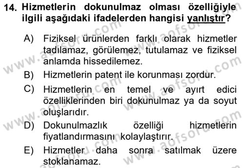 Perakendecilikte Müşteri İlişkileri Yönetimi Dersi 2018 - 2019 Yılı (Vize) Ara Sınav Soruları 14. Soru