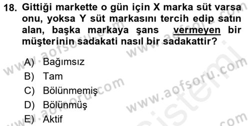Perakendecilikte Müşteri İlişkileri Yönetimi Dersi Ara Sınavı Deneme Sınav Soruları 18. Soru