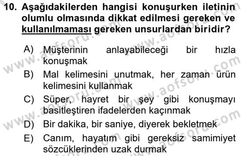 Perakendecilikte Müşteri İlişkileri Yönetimi Dersi 2019 - 2020 Yılı (Vize) Ara Sınav Soruları 10. Soru