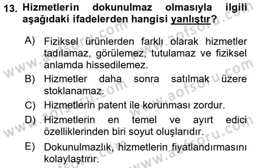 Perakendecilikte Müşteri İlişkileri Yönetimi Dersi 2019 - 2020 Yılı (Vize) Ara Sınav Soruları 13. Soru