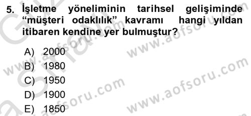 Perakendecilikte Müşteri İlişkileri Yönetimi Dersi 2019 - 2020 Yılı (Vize) Ara Sınav Soruları 5. Soru