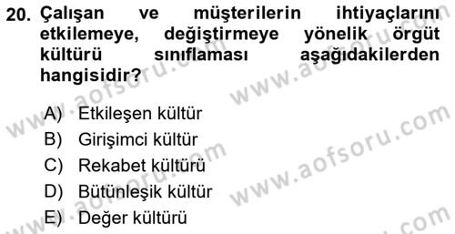Perakendecilikte Müşteri İlişkileri Yönetimi Dersi 2019 - 2020 Yılı (Final) Dönem Sonu Sınav Soruları 20. Soru
