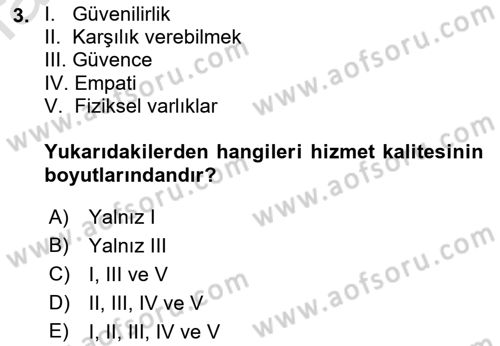 Perakendecilikte Müşteri İlişkileri Yönetimi Dersi 2019 - 2020 Yılı (Final) Dönem Sonu Sınav Soruları 3. Soru