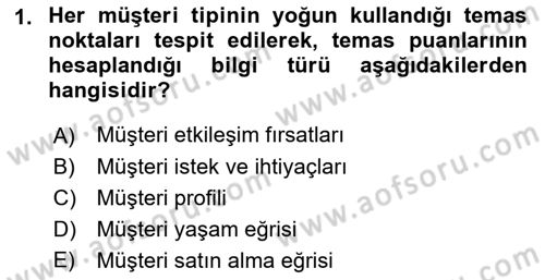 Perakendecilikte Müşteri İlişkileri Yönetimi Dersi 2021 - 2022 Yılı (Vize) Ara Sınav Soruları 1. Soru