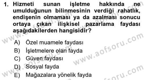 Perakendecilikte Müşteri İlişkileri Yönetimi Dersi 2021 - 2022 Yılı (Final) Dönem Sonu Sınav Soruları 1. Soru