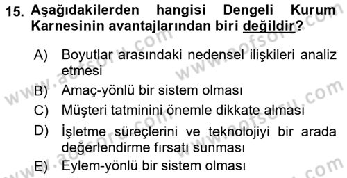 Perakendecilikte Müşteri İlişkileri Yönetimi Dersi 2021 - 2022 Yılı (Final) Dönem Sonu Sınav Soruları 15. Soru