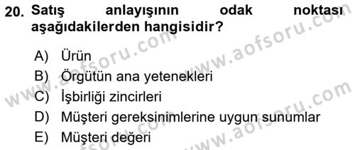 Perakendecilikte Müşteri İlişkileri Yönetimi Dersi 2021 - 2022 Yılı (Final) Dönem Sonu Sınav Soruları 20. Soru
